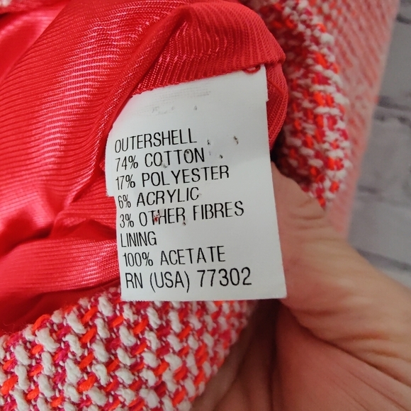 Zara Tweed Zip Blazer Jacket Pink Orange Size XS - Picture 5 of 5